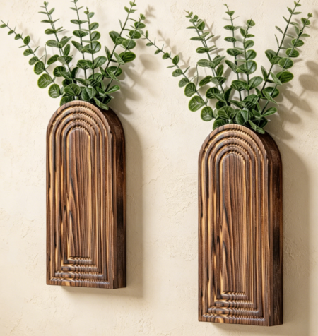 2-Piece Set of Wooden Wall Planters