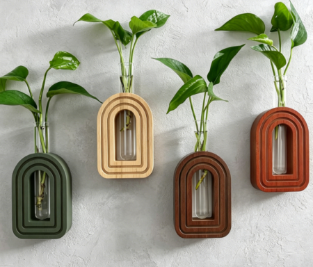 Wooden Arched Hydroponic Vase & Wall Decor